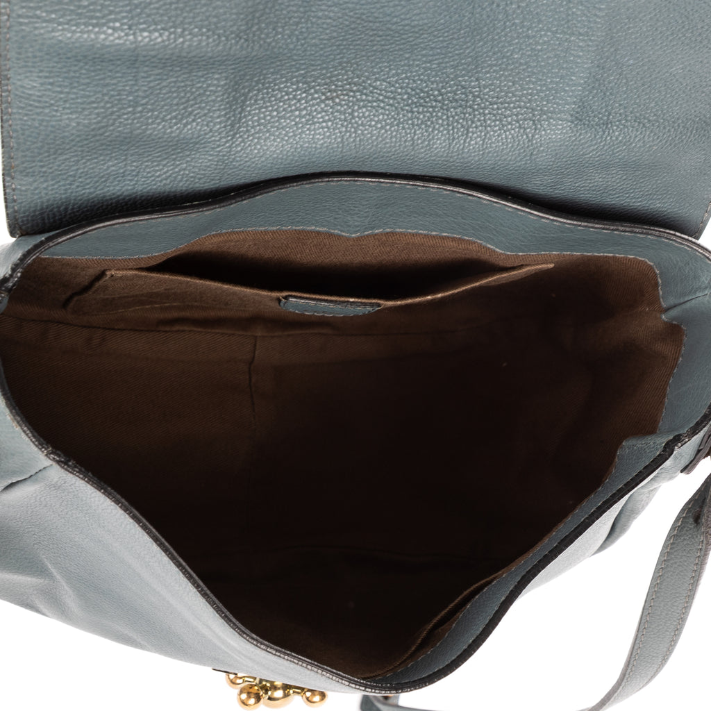 Shoulder Bag Small Elsie Satchel Small Blue Calfskin Leather