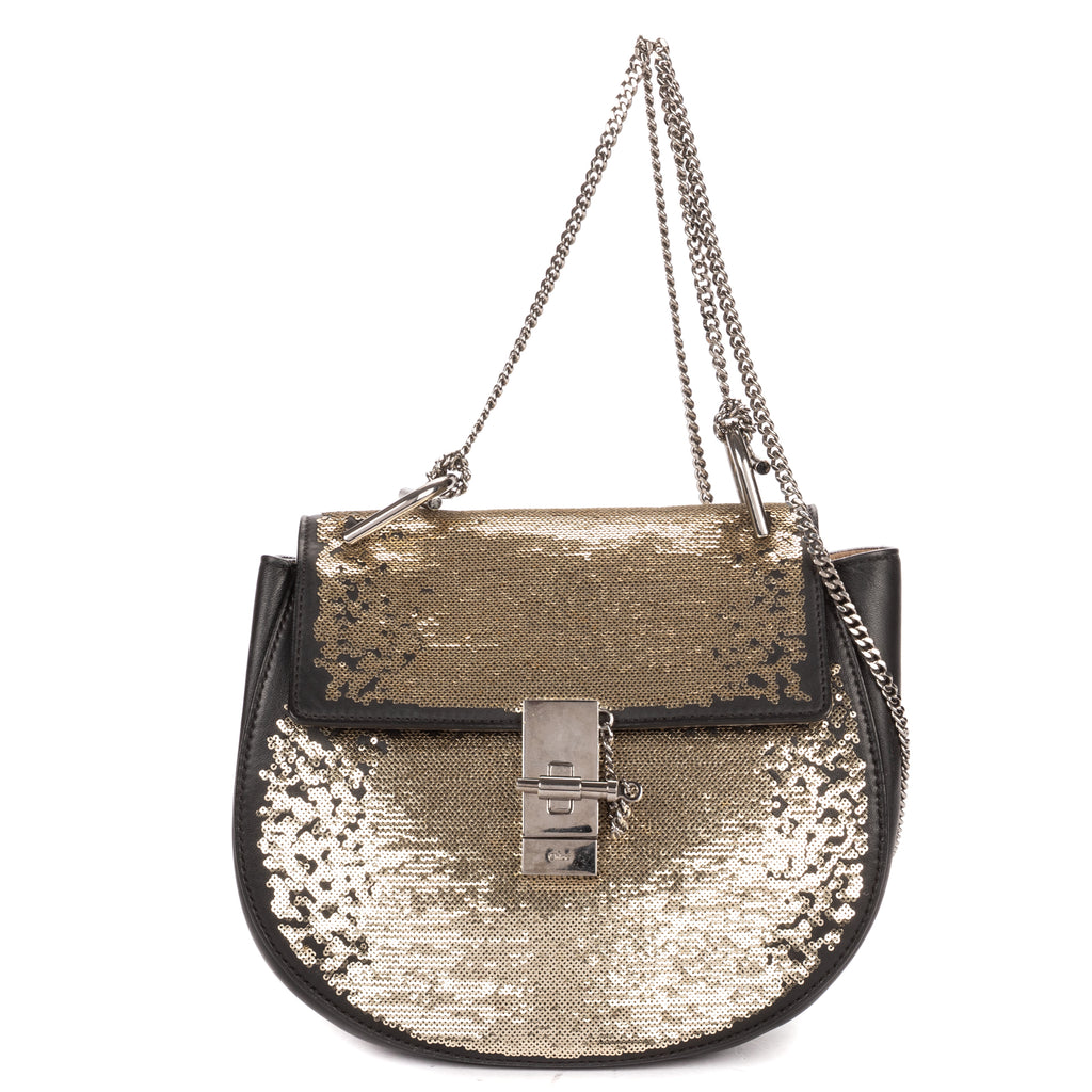 Shoulder Bag Small Drew Small Black Sequin Calfskin Leather