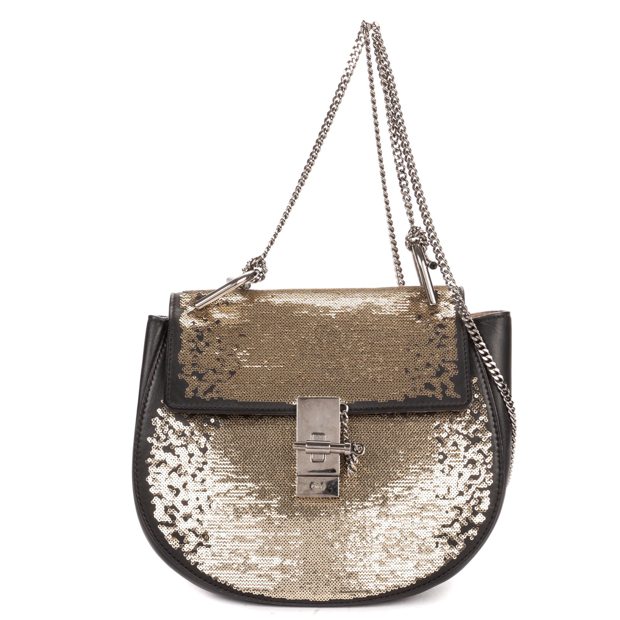 Shoulder Bag Small Drew Small Black Sequin Calfskin Leather