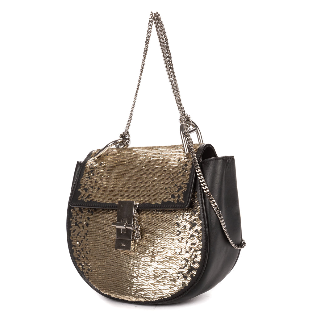 Shoulder Bag Small Drew Small Black Sequin Calfskin Leather