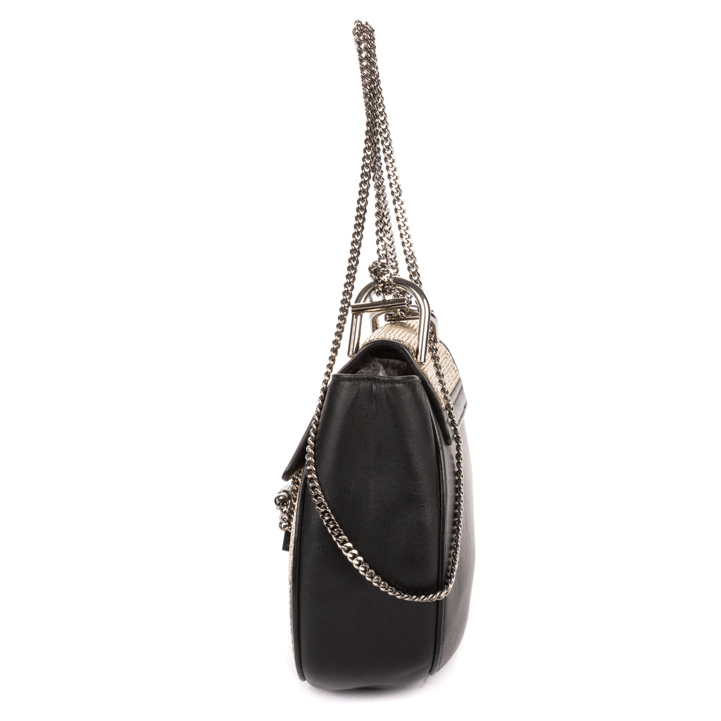 Shoulder Bag Small Drew Small Black Sequin Calfskin Leather