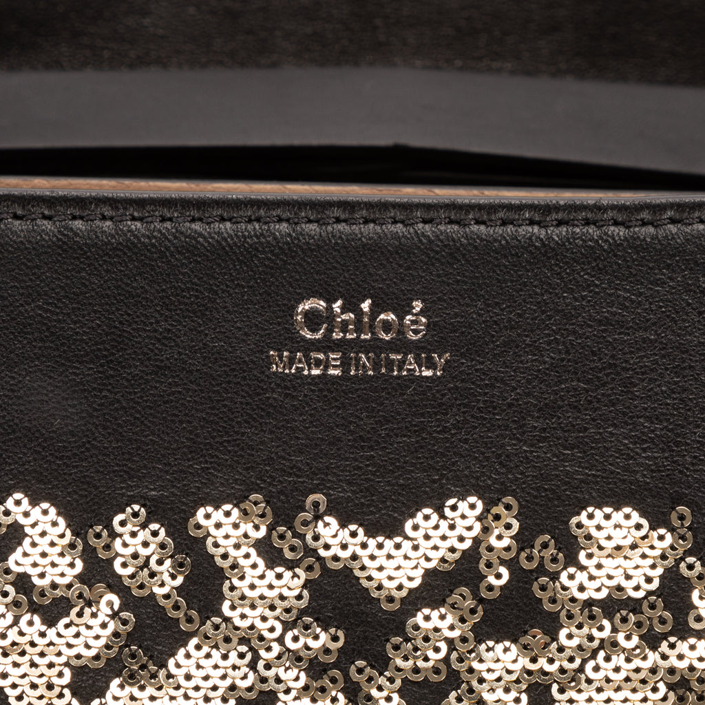 Shoulder Bag Small Drew Small Black Sequin Calfskin Leather