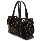 Shoulder Bag Tao Zipped Tote Black Embrodered Calfskin Leather