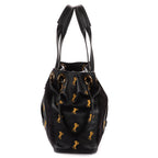 Shoulder Bag Tao Zipped Tote Black Embrodered Calfskin Leather