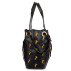 Shoulder Bag Tao Zipped Tote Black Embrodered Calfskin Leather