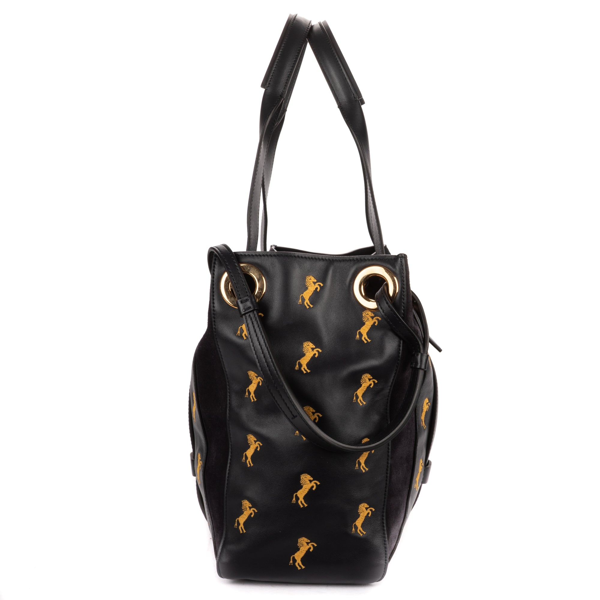 Shoulder Bag Tao Zipped Tote Black Embrodered Calfskin Leather
