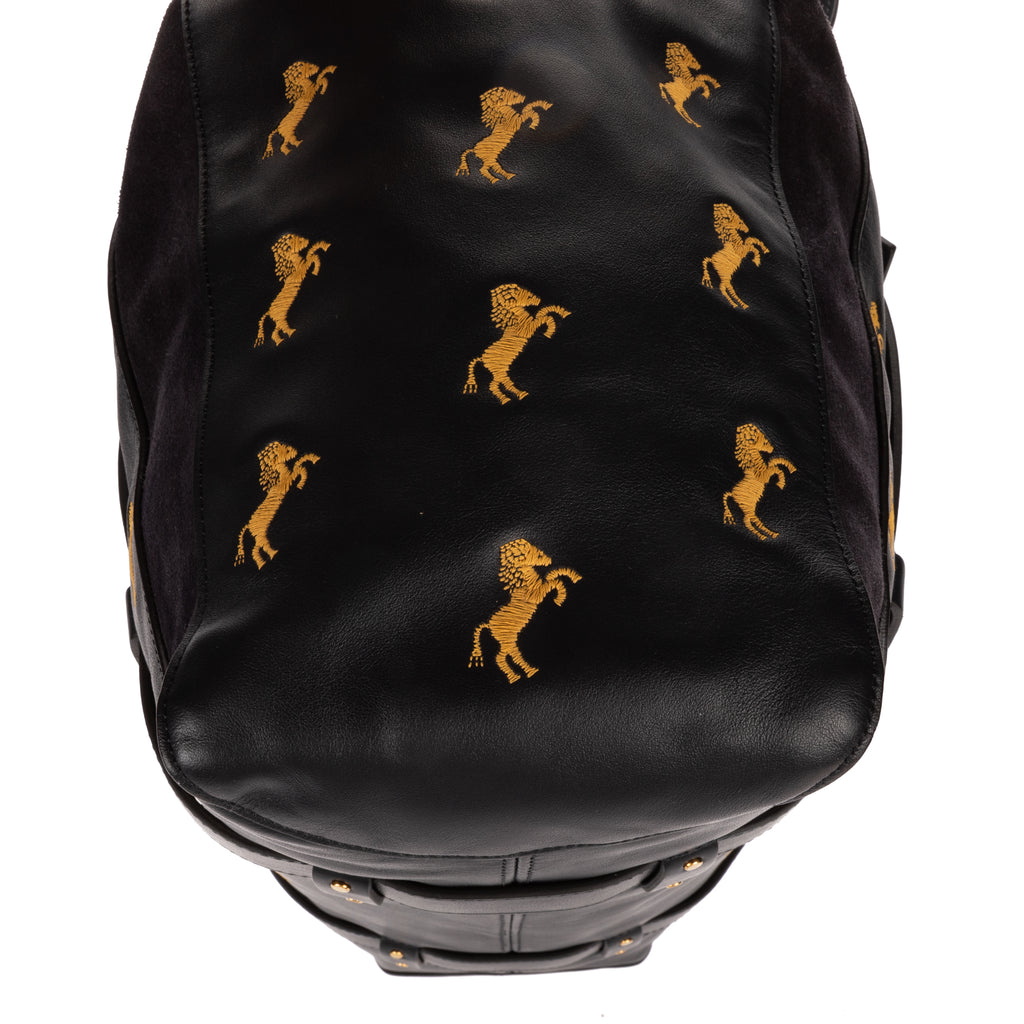 Shoulder Bag Tao Zipped Tote Black Embrodered Calfskin Leather