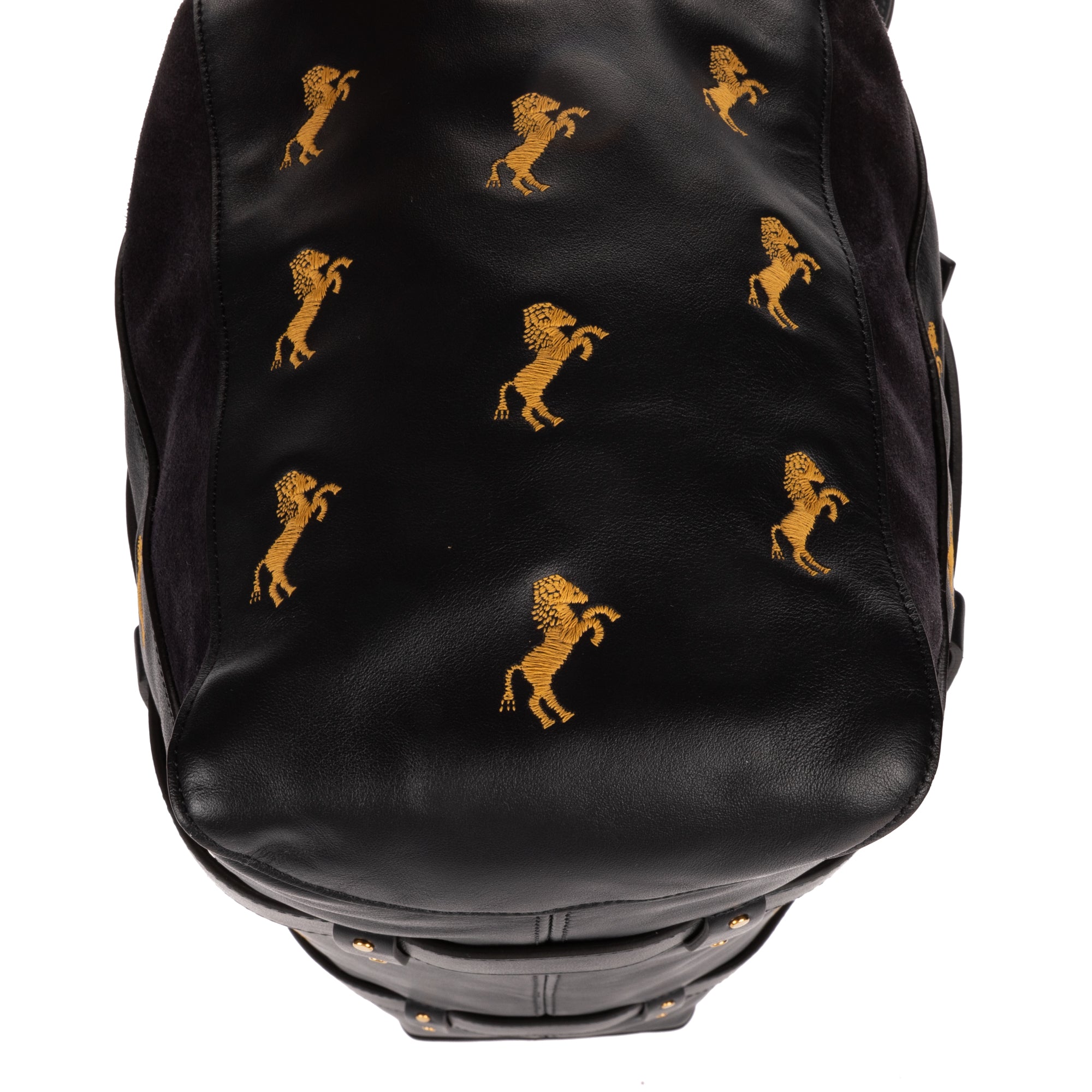 Shoulder Bag Tao Zipped Tote Black Embrodered Calfskin Leather