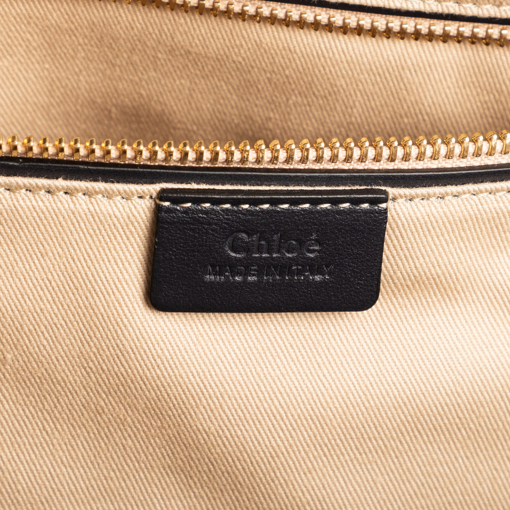 Shoulder Bag Tao Zipped Tote Black Embrodered Calfskin Leather