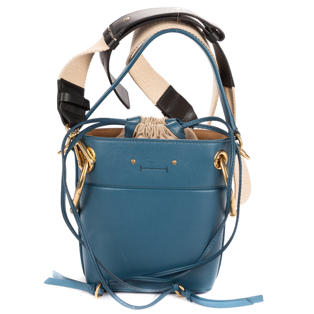 Shoulder Bag Mini Roy Bucket Mini Blue Calfskin Leather