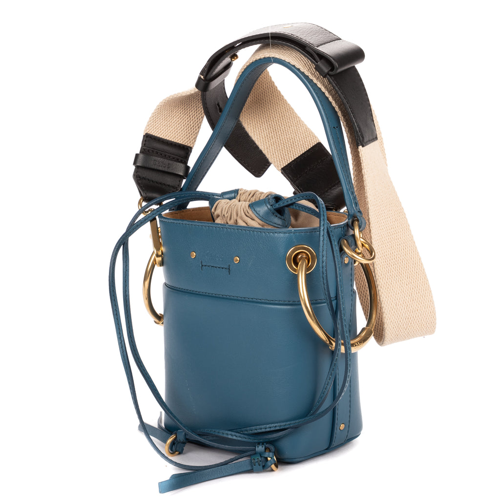 Shoulder Bag Mini Roy Bucket Mini Blue Calfskin Leather