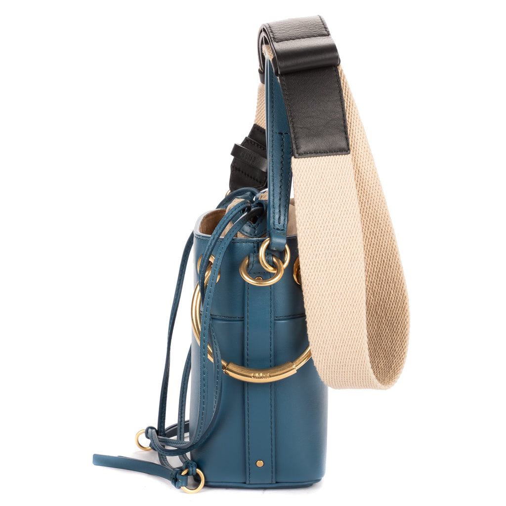 Shoulder Bag Mini Roy Bucket Mini Blue Calfskin Leather