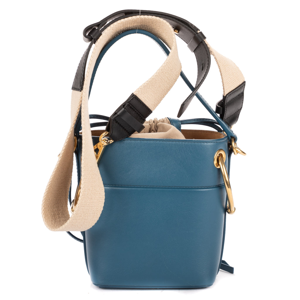 Shoulder Bag Mini Roy Bucket Mini Blue Calfskin Leather