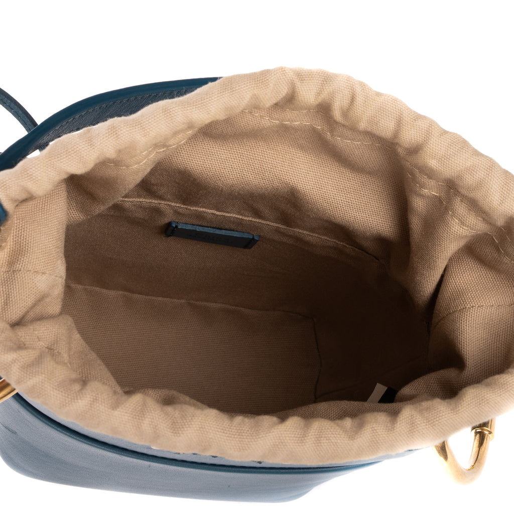 Shoulder Bag Mini Roy Bucket Mini Blue Calfskin Leather