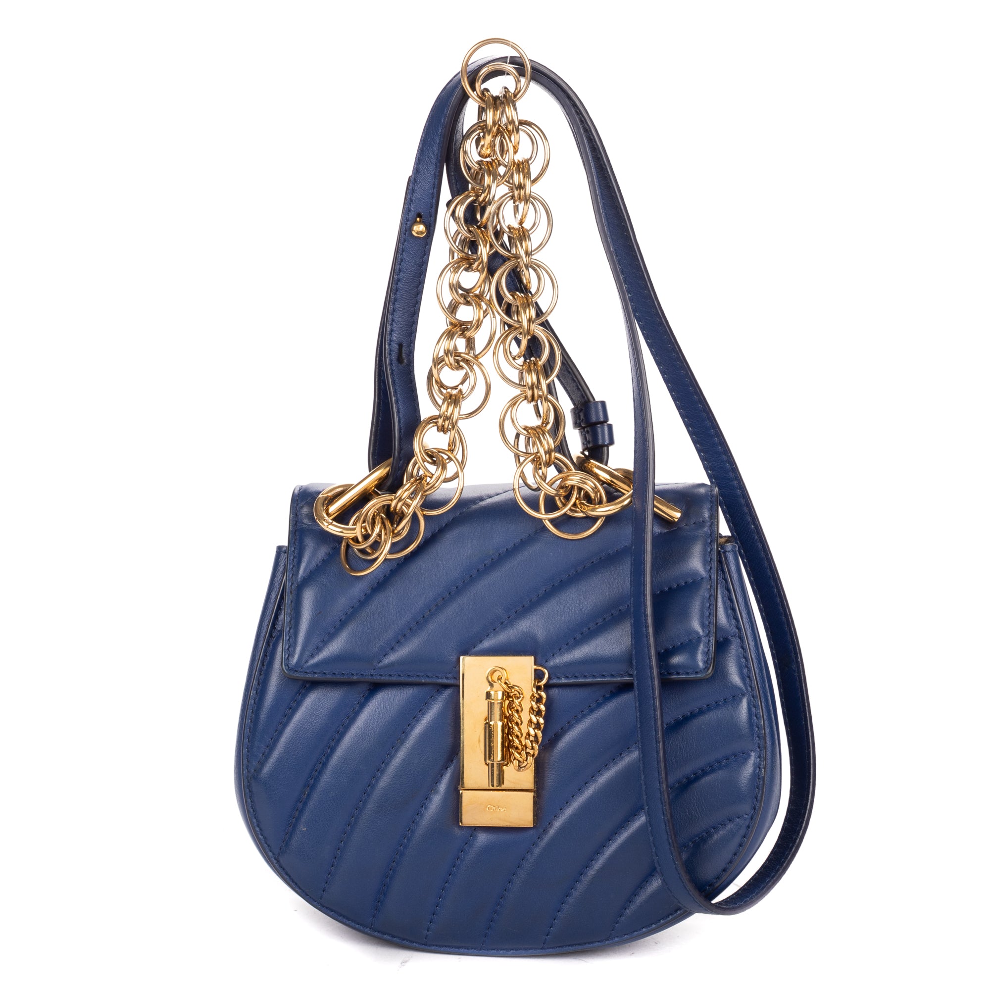 Shoulder Bag Mini Drew Bijou Mini Blue Smooth Calfskin Leather