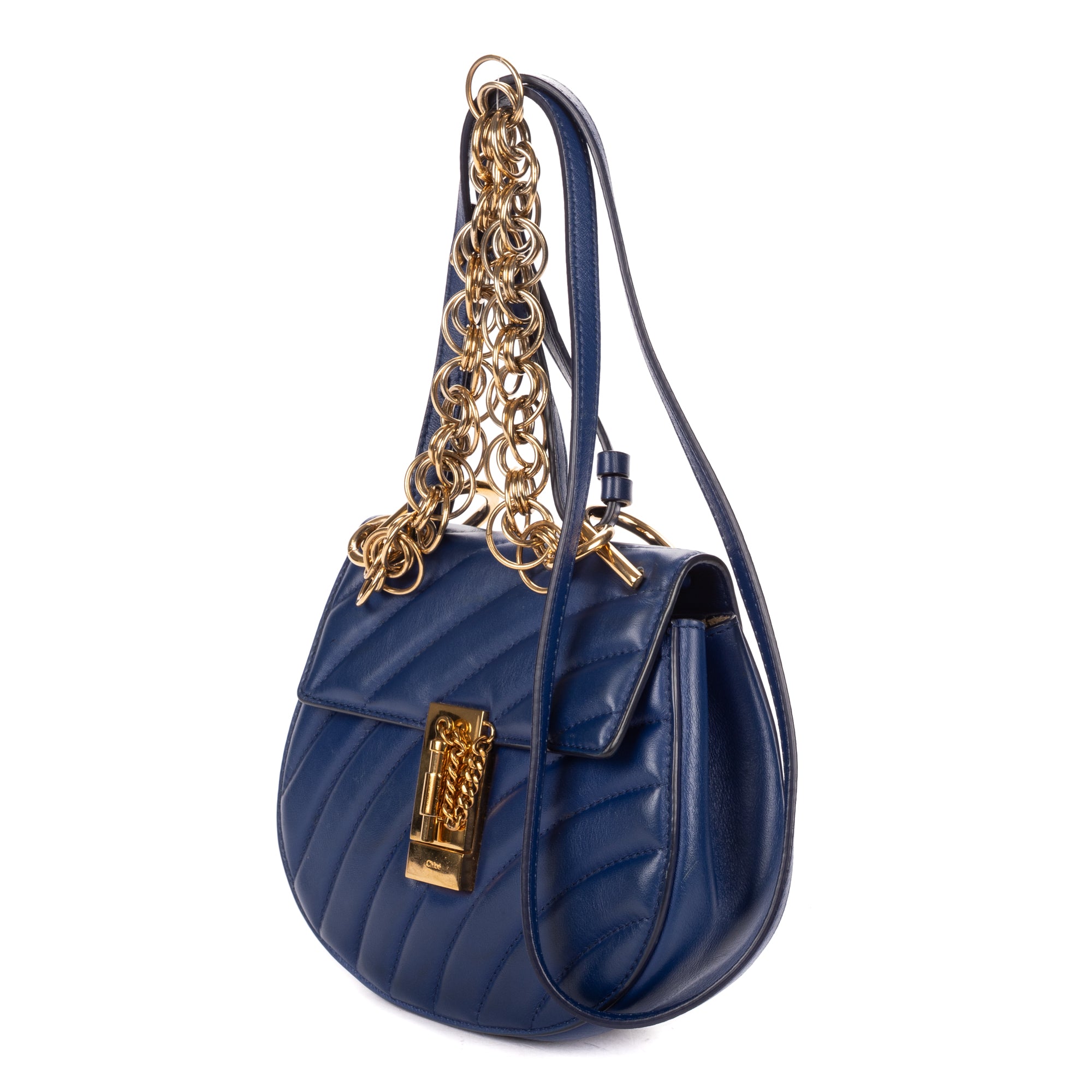 Shoulder Bag Mini Drew Bijou Mini Blue Smooth Calfskin Leather