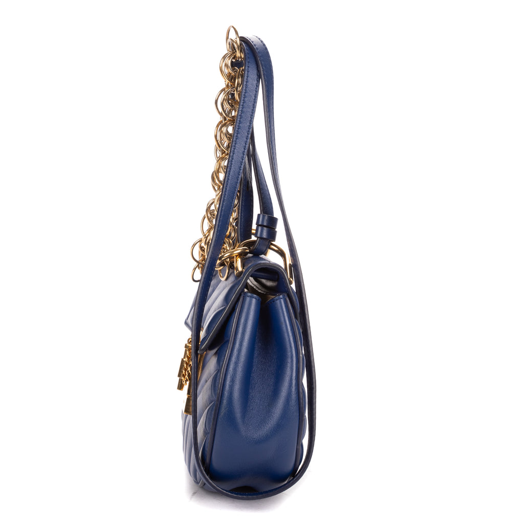 Shoulder Bag Mini Drew Bijou Mini Blue Smooth Calfskin Leather