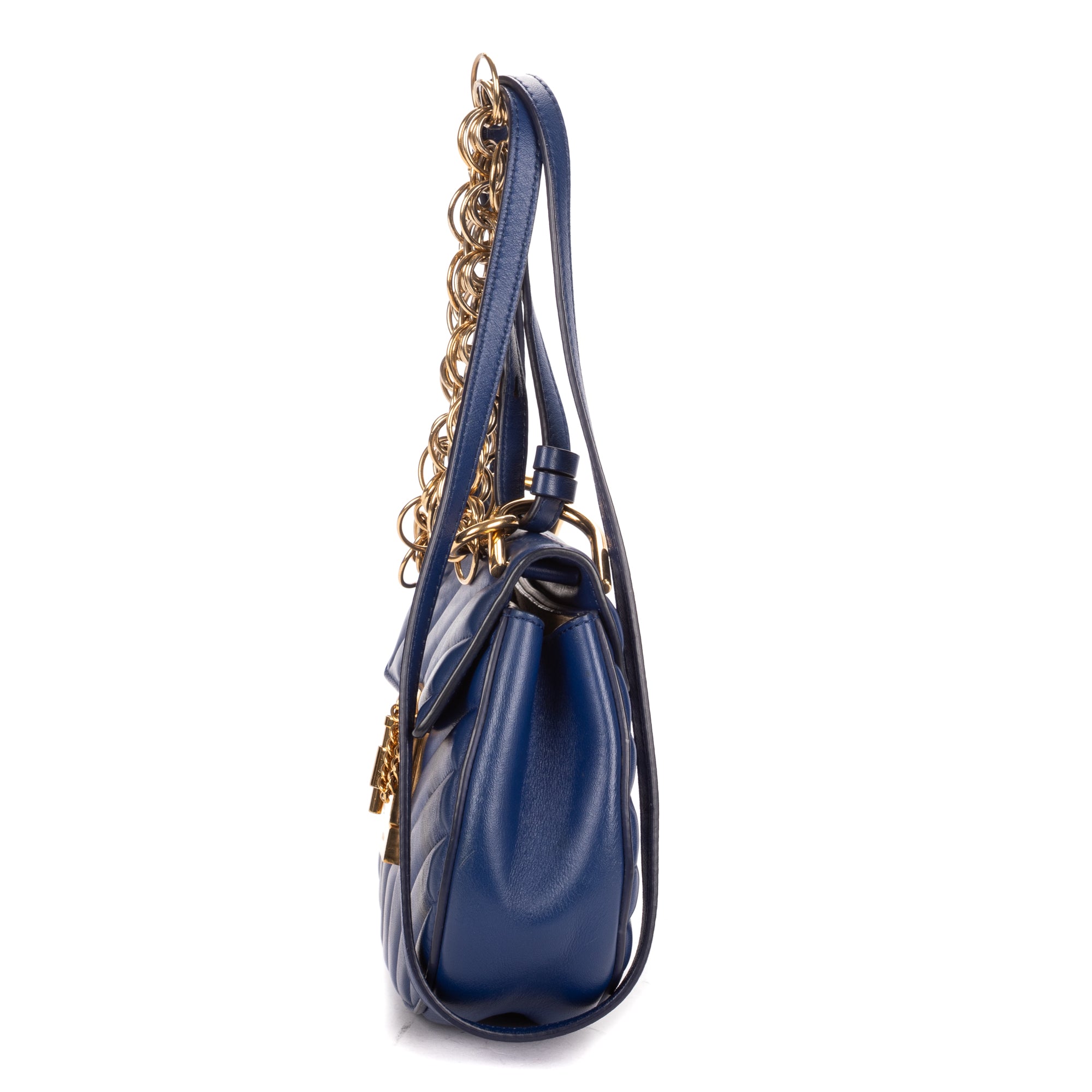 Shoulder Bag Mini Drew Bijou Mini Blue Smooth Calfskin Leather