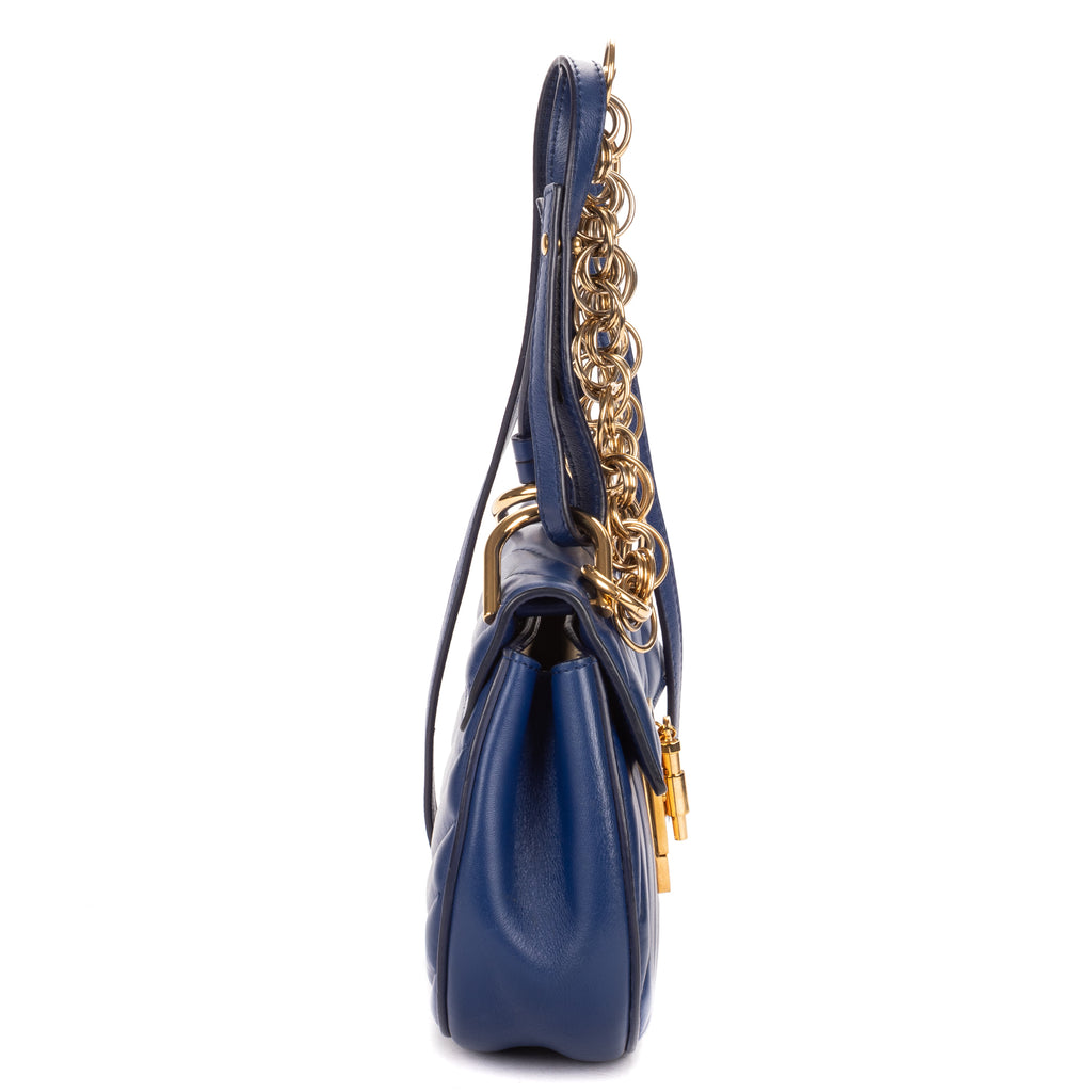 Shoulder Bag Mini Drew Bijou Mini Blue Smooth Calfskin Leather