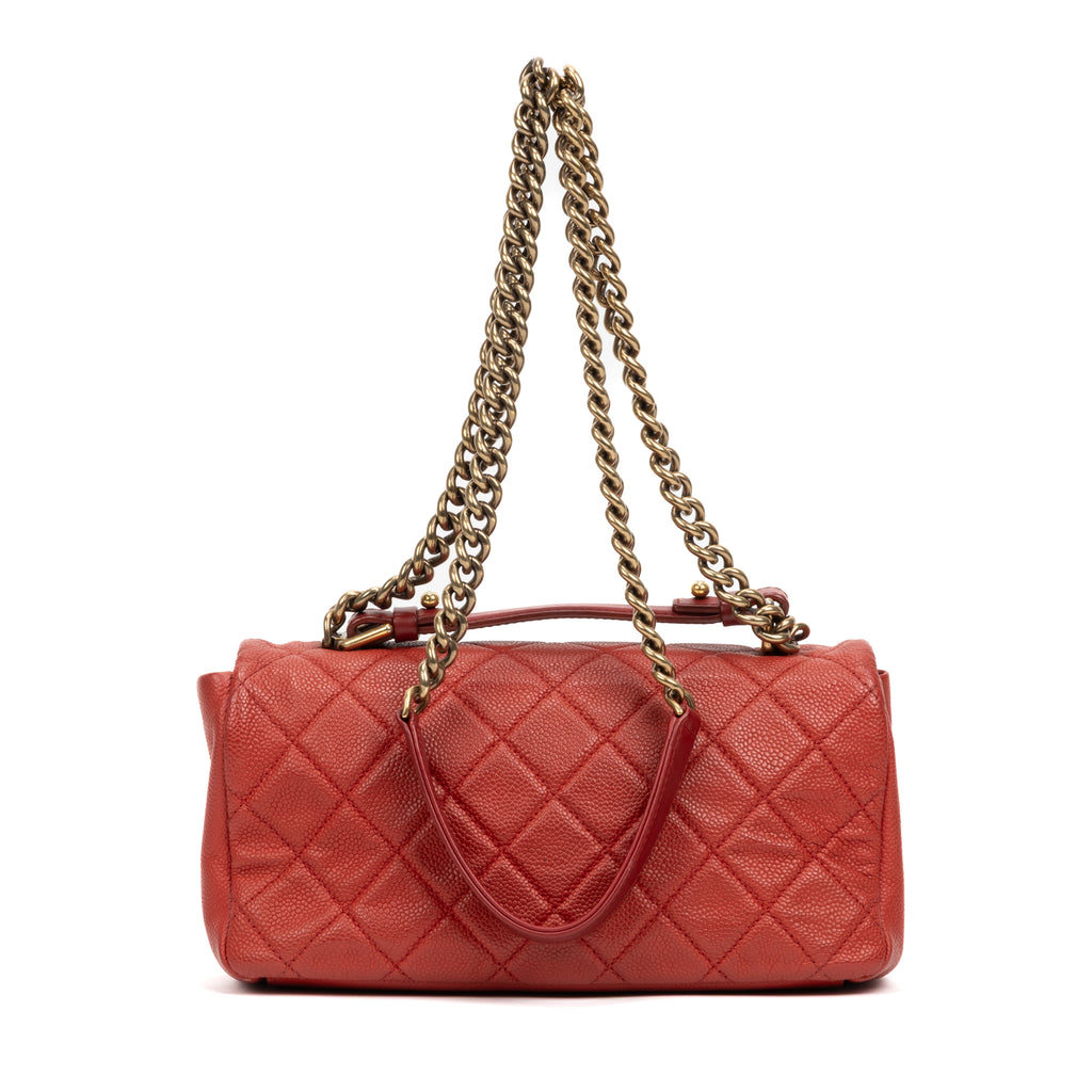 Shoulder Bag Urban Day Chain Flap Red Caviar Quilted Leather