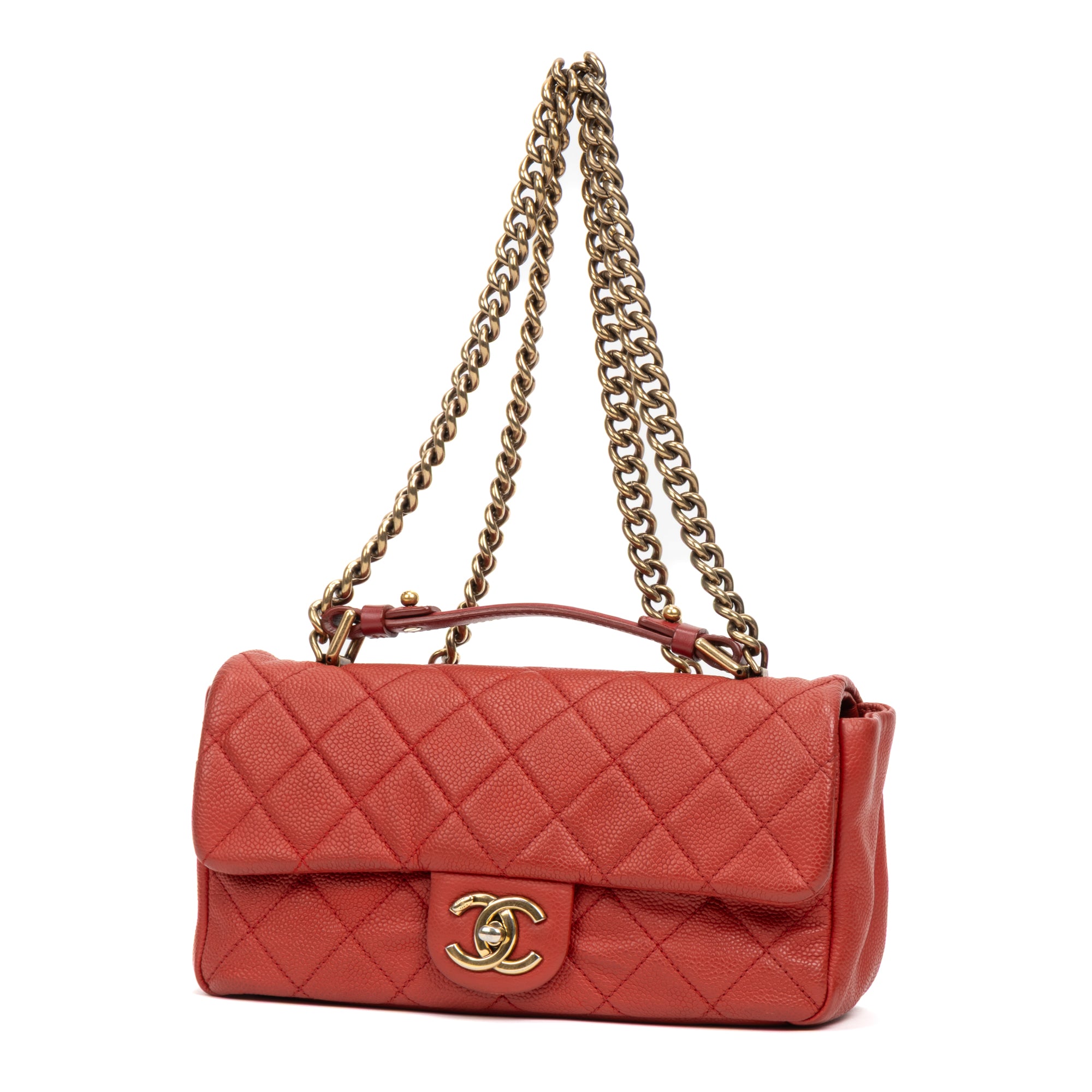 Shoulder Bag Urban Day Chain Flap Red Caviar Quilted Leather
