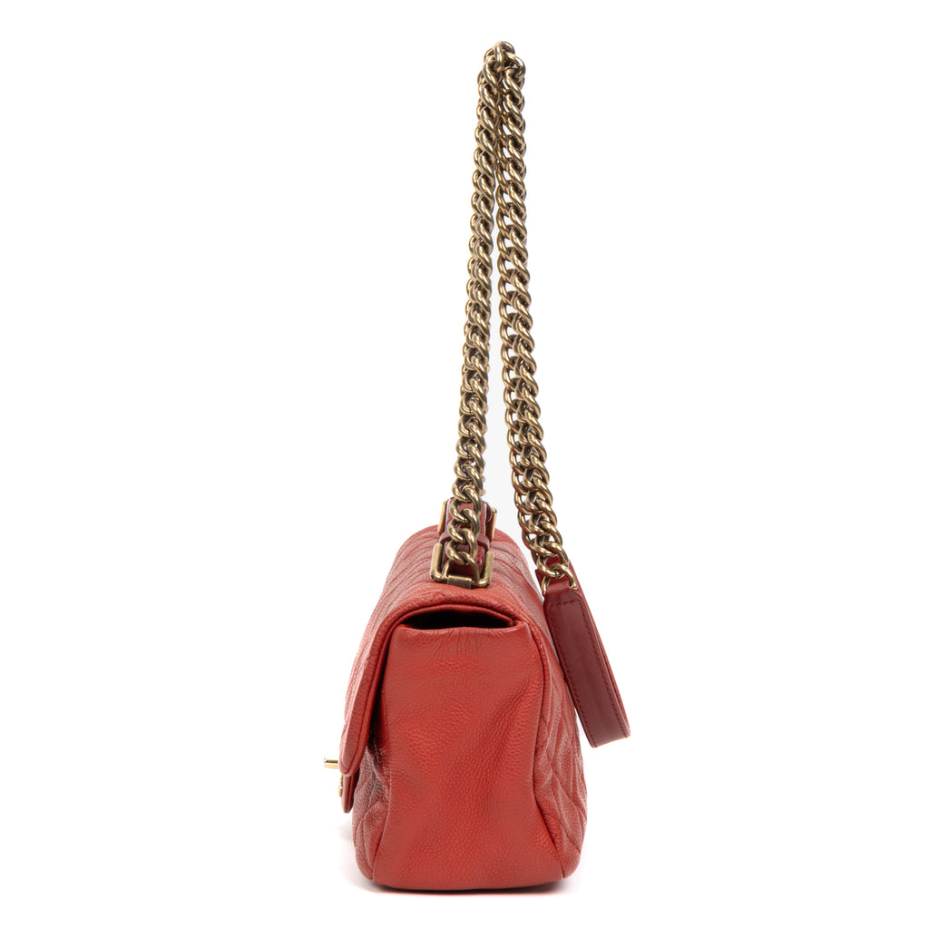 Shoulder Bag Urban Day Chain Flap Red Caviar Quilted Leather