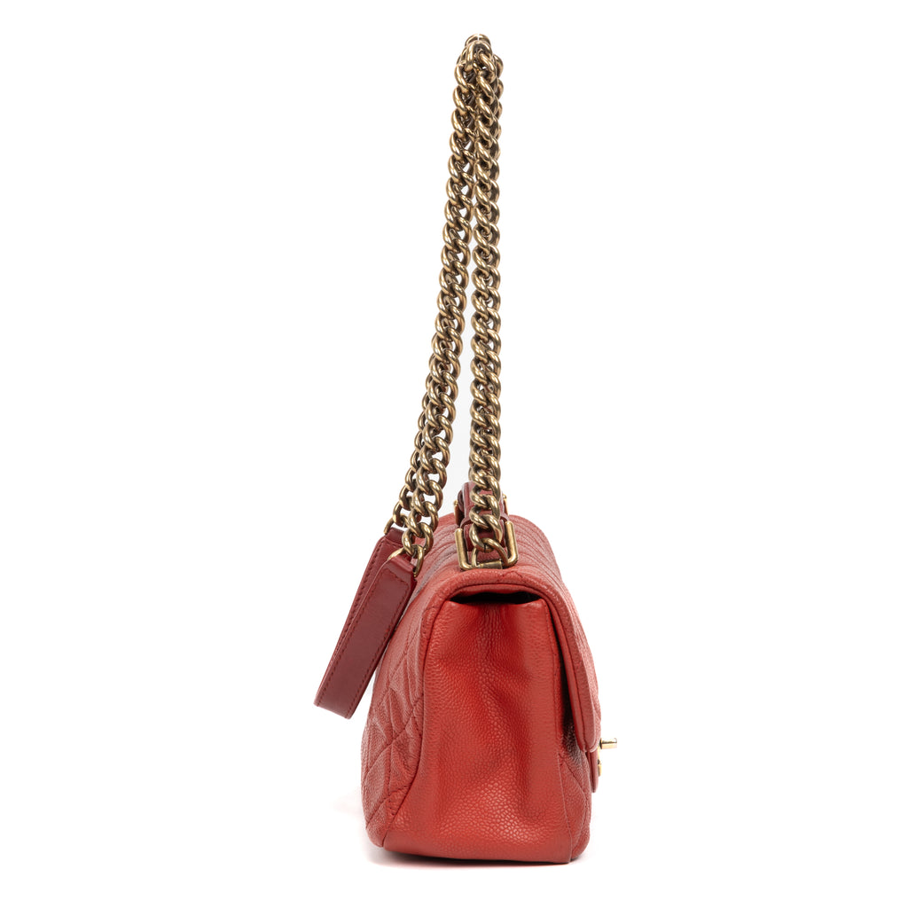 Shoulder Bag Urban Day Chain Flap Red Caviar Quilted Leather
