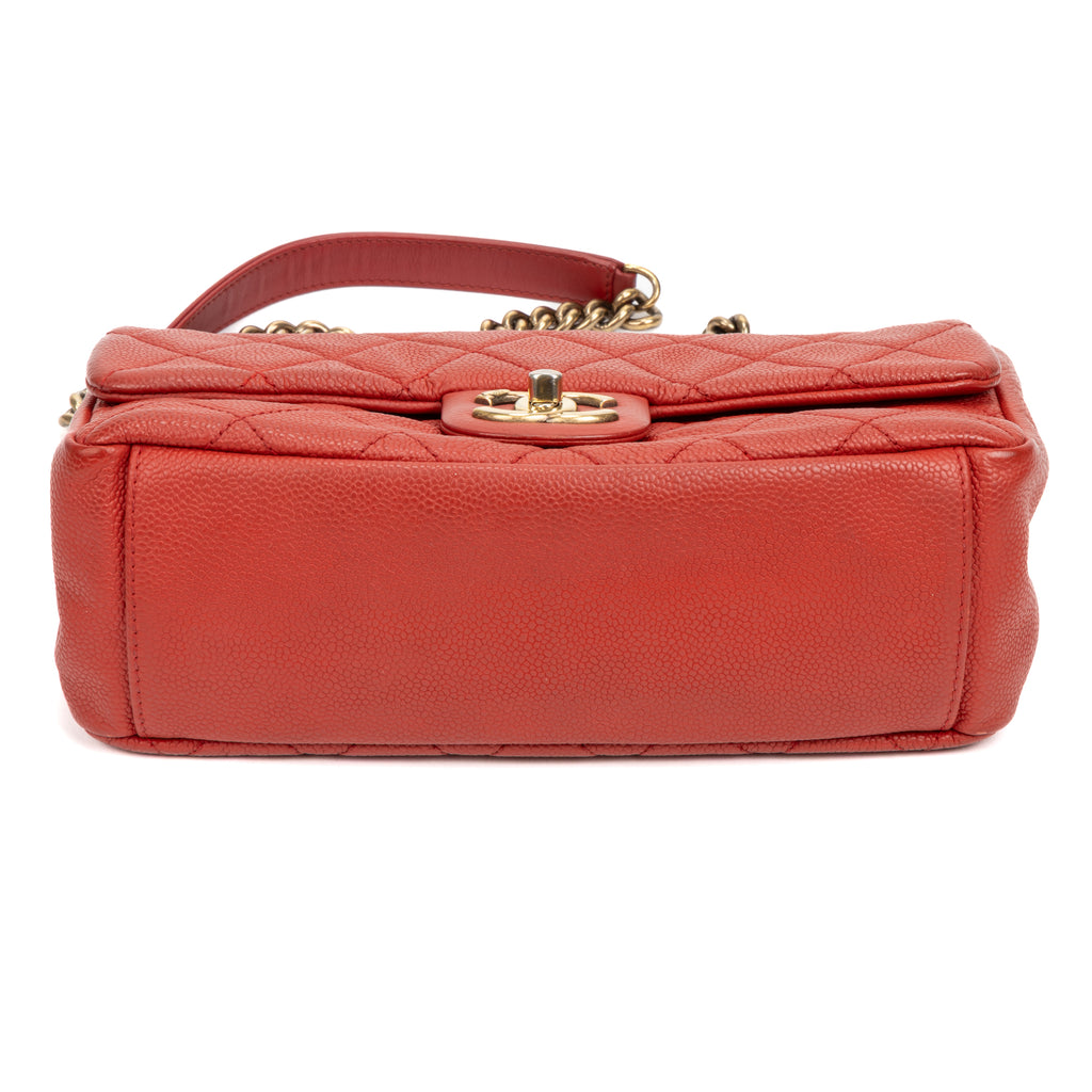 Shoulder Bag Urban Day Chain Flap Red Caviar Quilted Leather