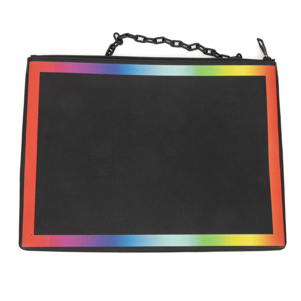 Clutch Ltd. Ed. Virgil Abloh Rainbow Pochette A4 Black Rainbow Calfskin Leather