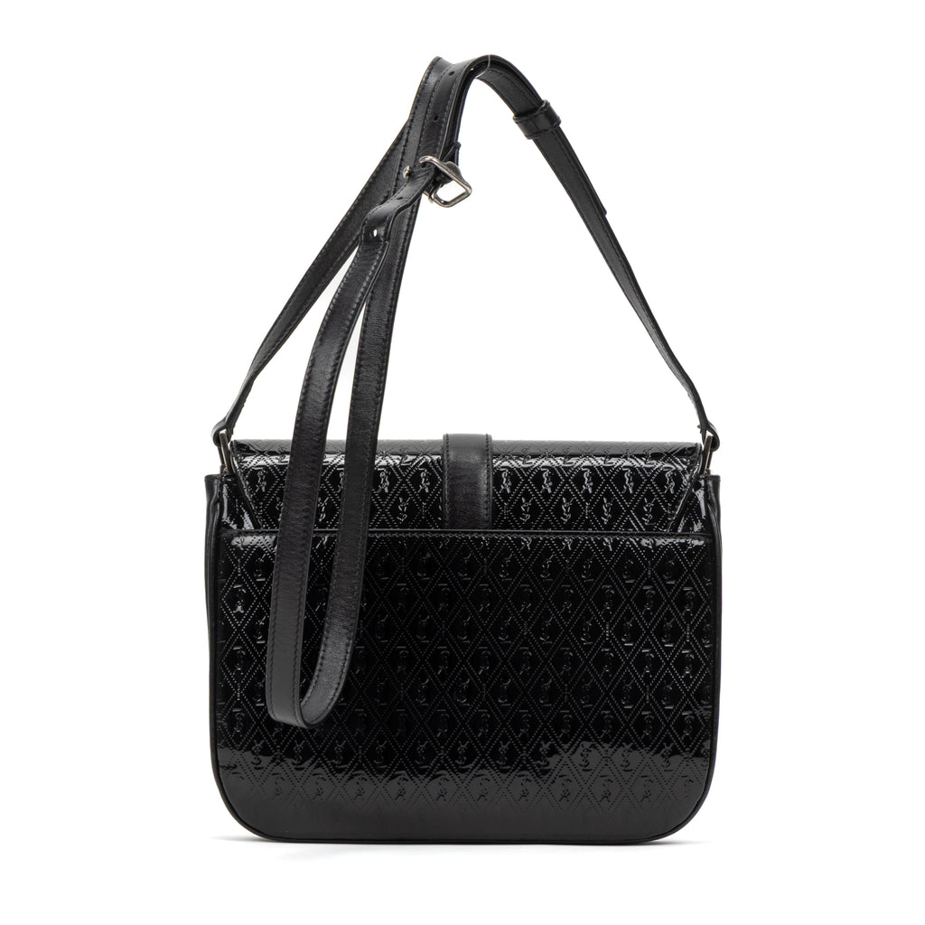 Shoulder Bag Satchel Bag Black Patent Monogram Calfskin Leather