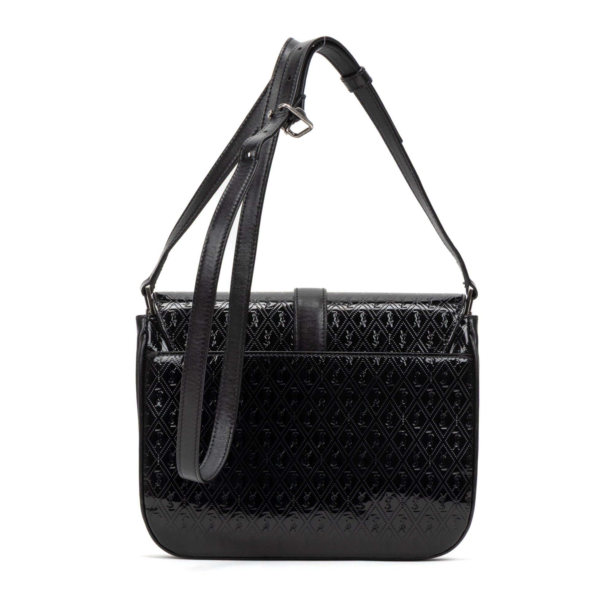 Shoulder Bag Satchel Bag Black Patent Monogram Calfskin Leather