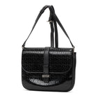 Shoulder Bag Satchel Bag Black Patent Monogram Calfskin Leather