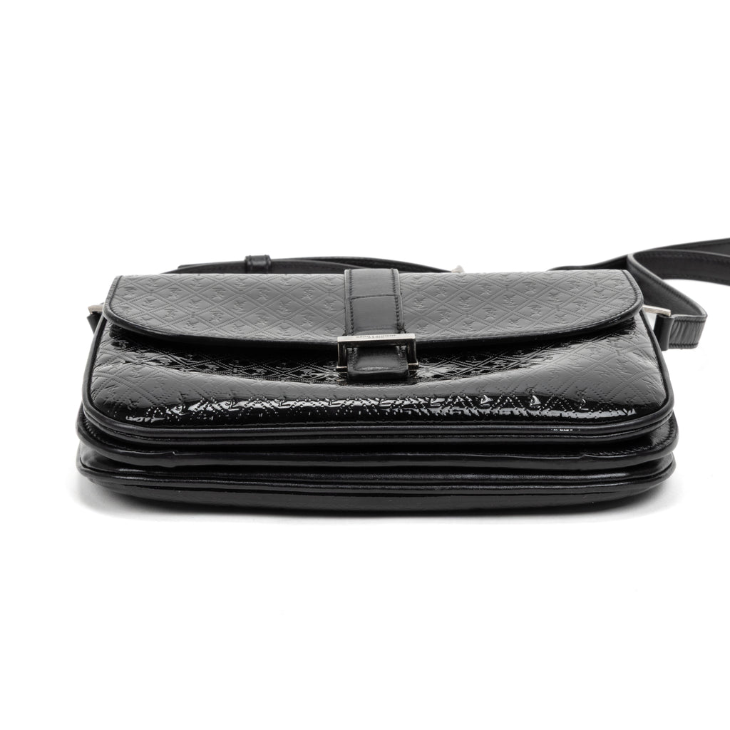 Shoulder Bag Satchel Bag Black Patent Monogram Calfskin Leather