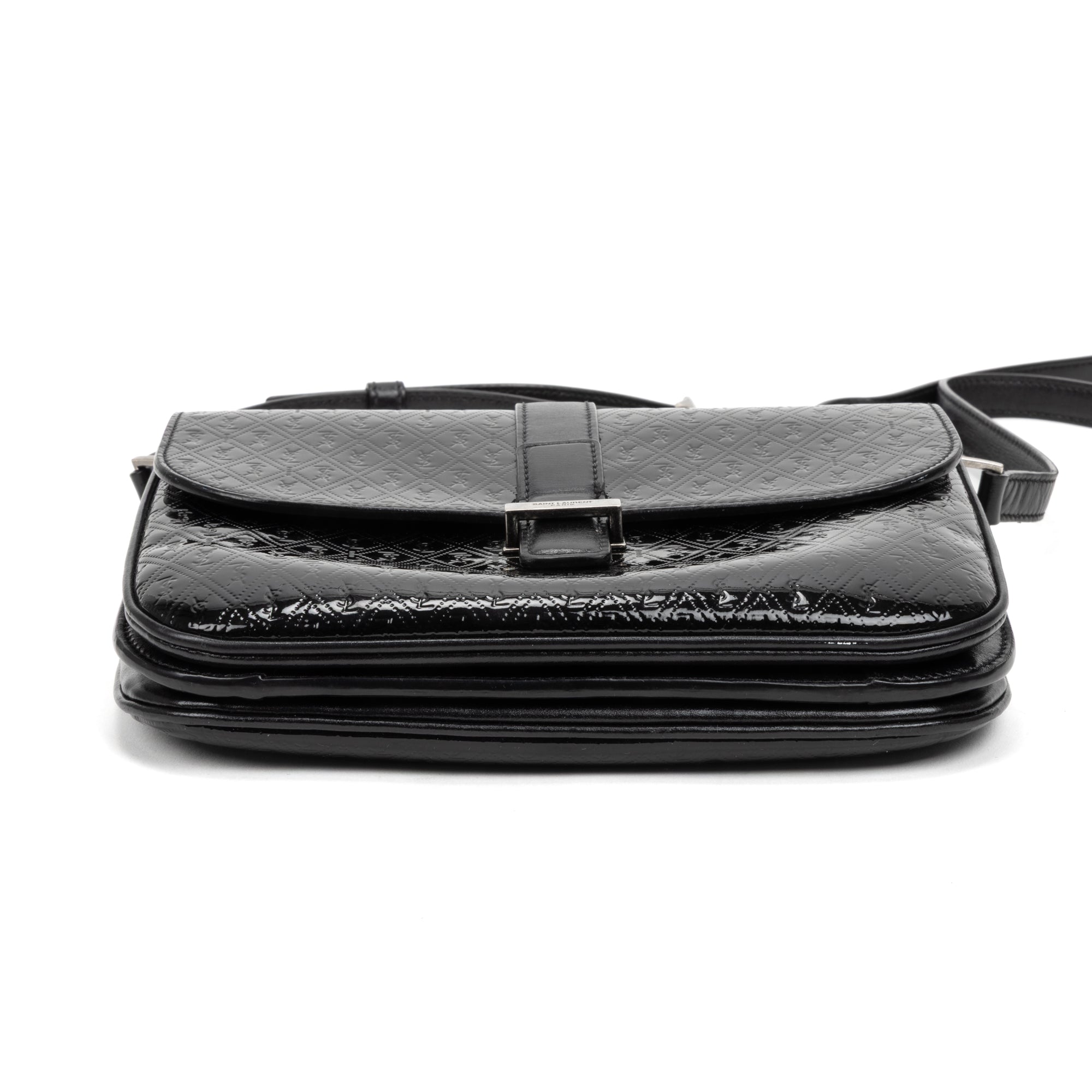 Shoulder Bag Satchel Bag Black Patent Monogram Calfskin Leather