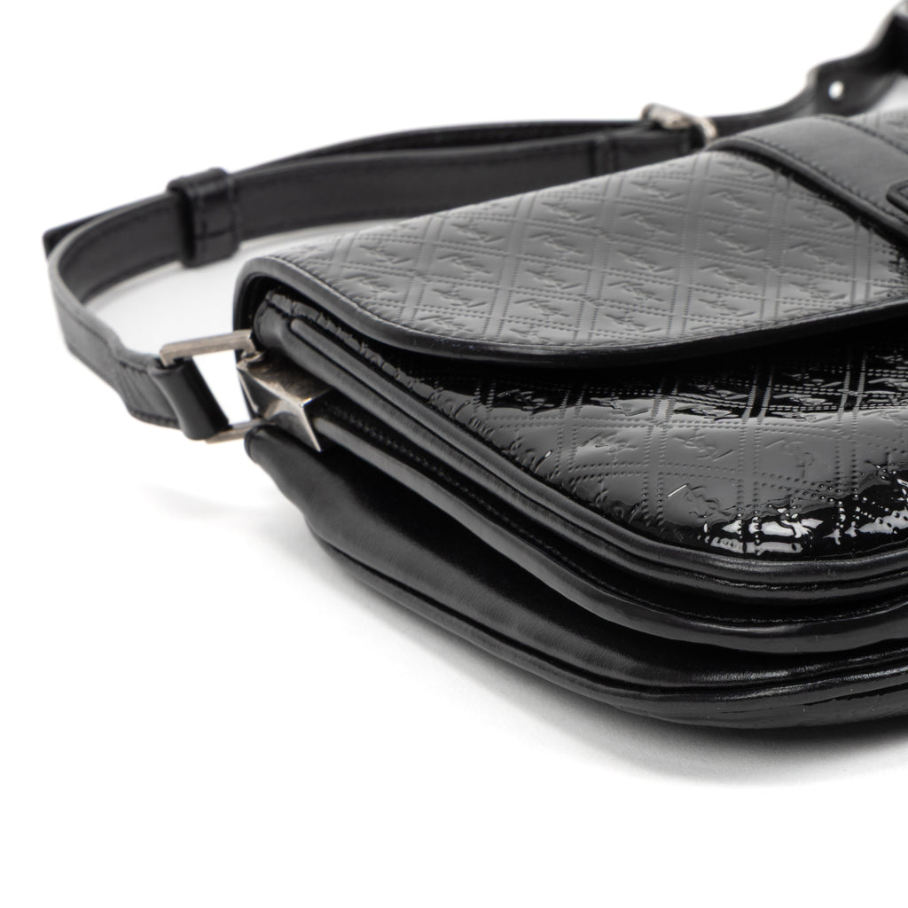 Shoulder Bag Satchel Bag Black Patent Monogram Calfskin Leather