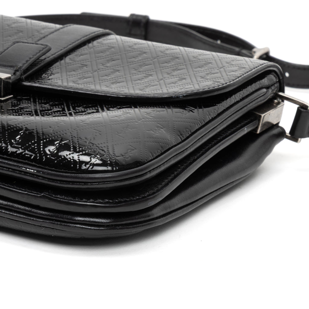 Shoulder Bag Satchel Bag Black Patent Monogram Calfskin Leather