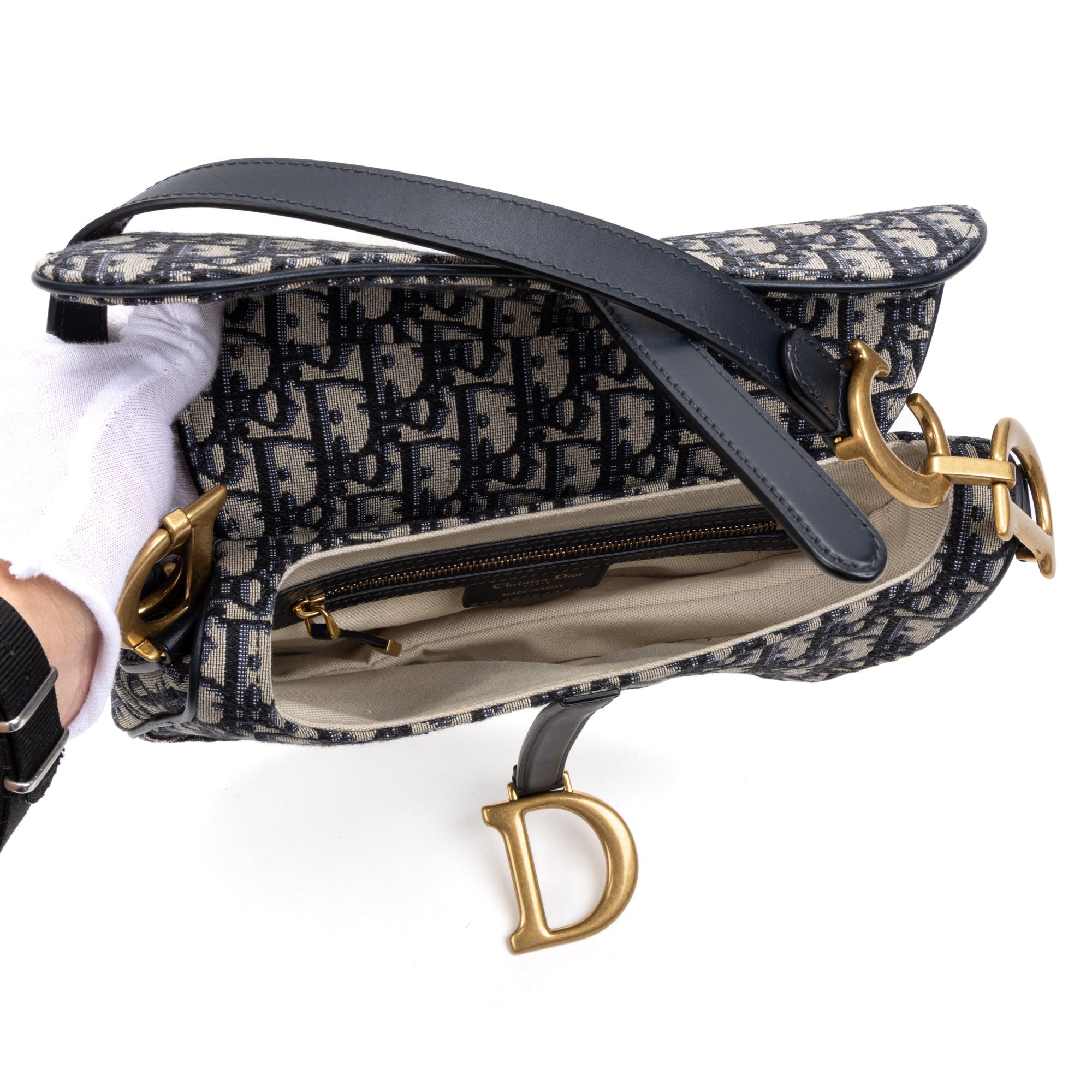 Shoulder Bag Classic Saddle Bag Navy Blue Diorissimo Oblique Canvas
