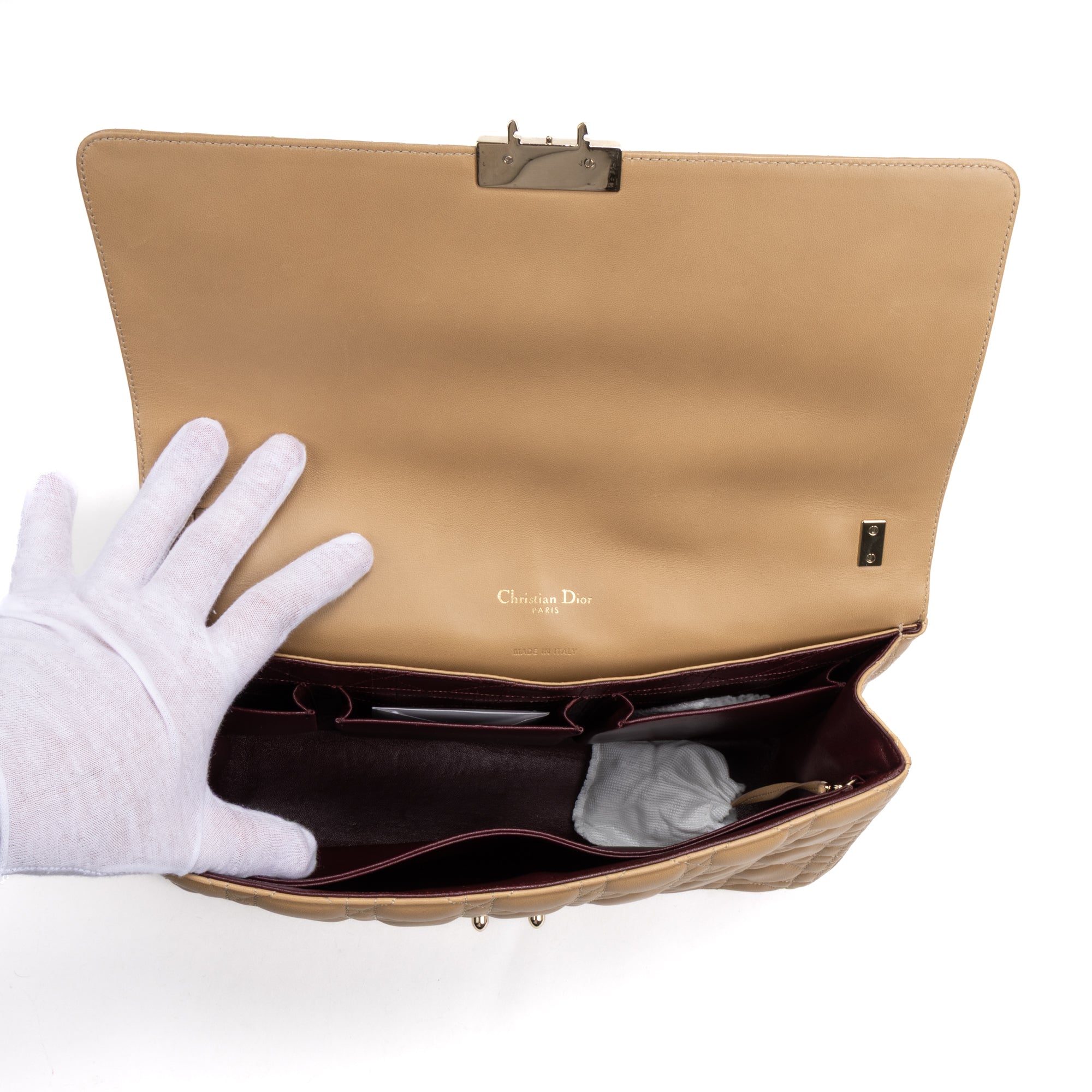 Shoulder Bag Miss Dior Large Beige Cannaged Leather