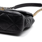 Shoulder Bag Classic 19 Flap Large Black Calfskin Quilted Leather