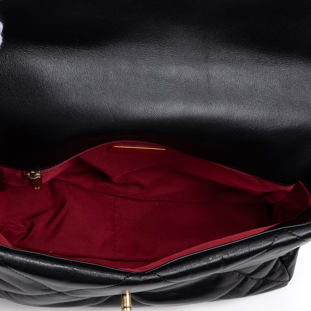 Shoulder Bag Classic 19 Flap Large Black Calfskin Quilted Leather