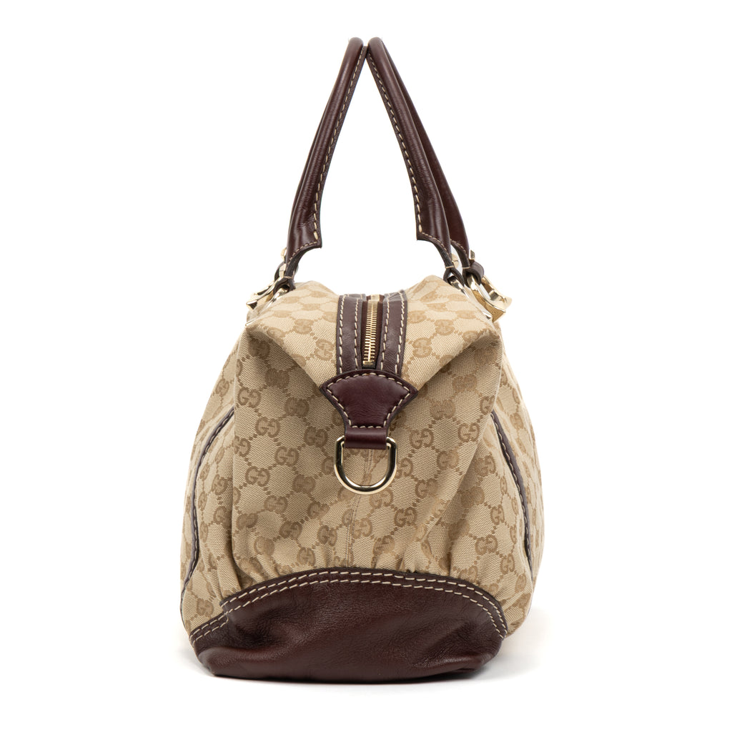 Shoulder Bag Horsebit Nail Boston Beige Monogrammed Canvas
