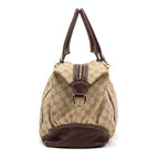 Shoulder Bag Horsebit Nail Boston Beige Monogrammed Canvas