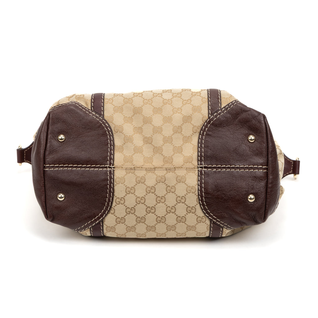 Shoulder Bag Horsebit Nail Boston Beige Monogrammed Canvas