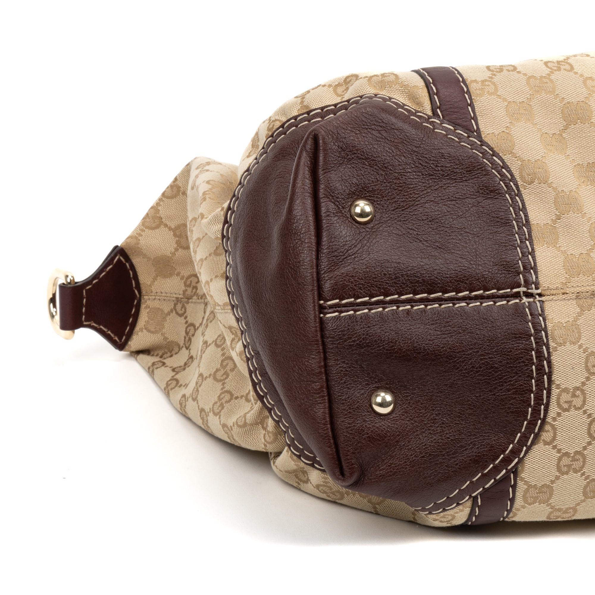 Shoulder Bag Horsebit Nail Boston Beige Monogrammed Canvas