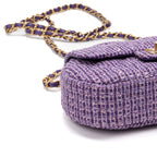 Shoulder Bag Rare Top Handle Tweed Flap Purple Tweed Sequin Canvas