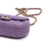 Shoulder Bag Rare Top Handle Tweed Flap Purple Tweed Sequin Canvas