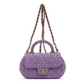 Shoulder Bag Rare Top Handle Tweed Flap Purple Tweed Sequin Canvas