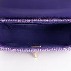 Shoulder Bag Rare Top Handle Tweed Flap Purple Tweed Sequin Canvas