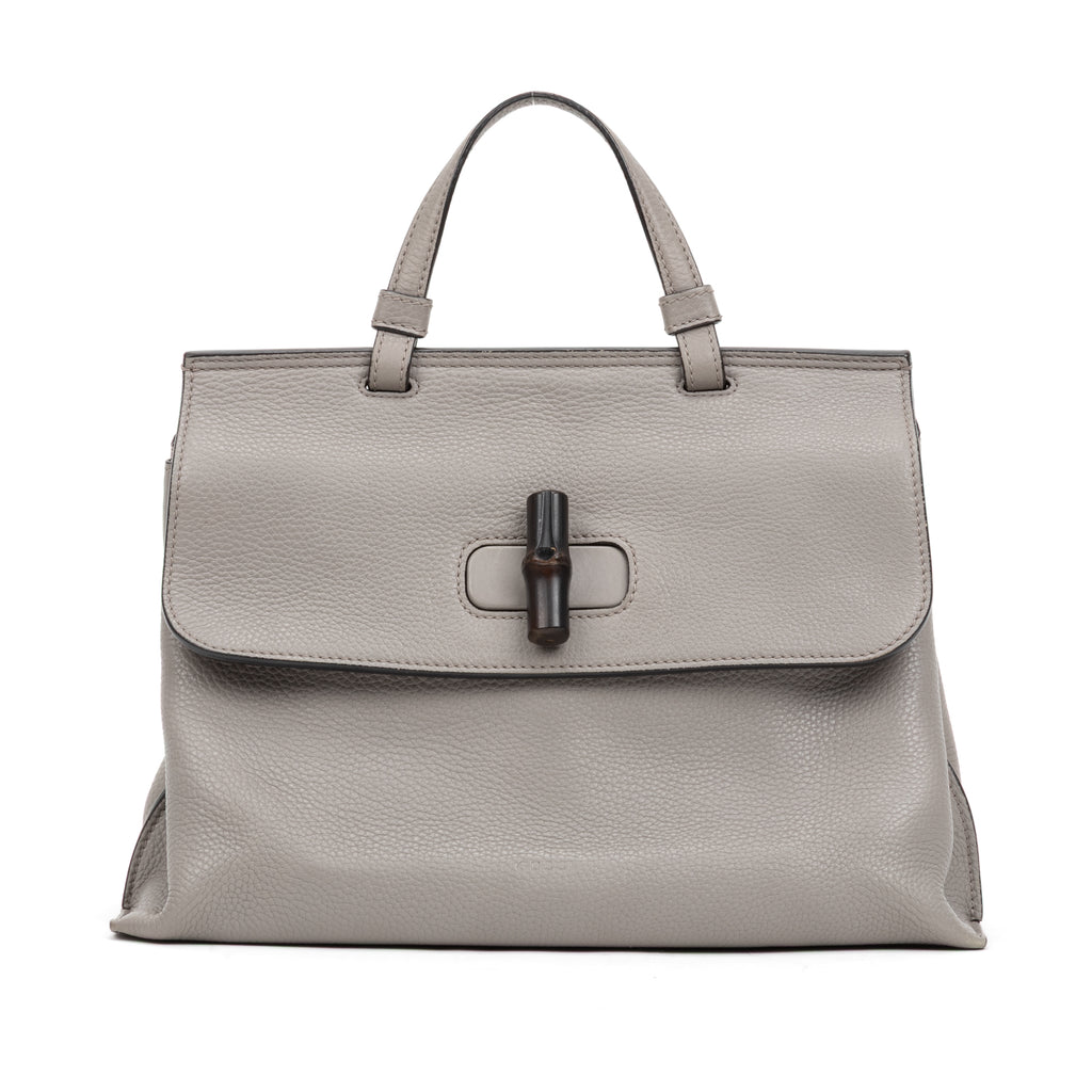 Shoulder Bag Bamboo Daily Bag Gray Calfskin Leather