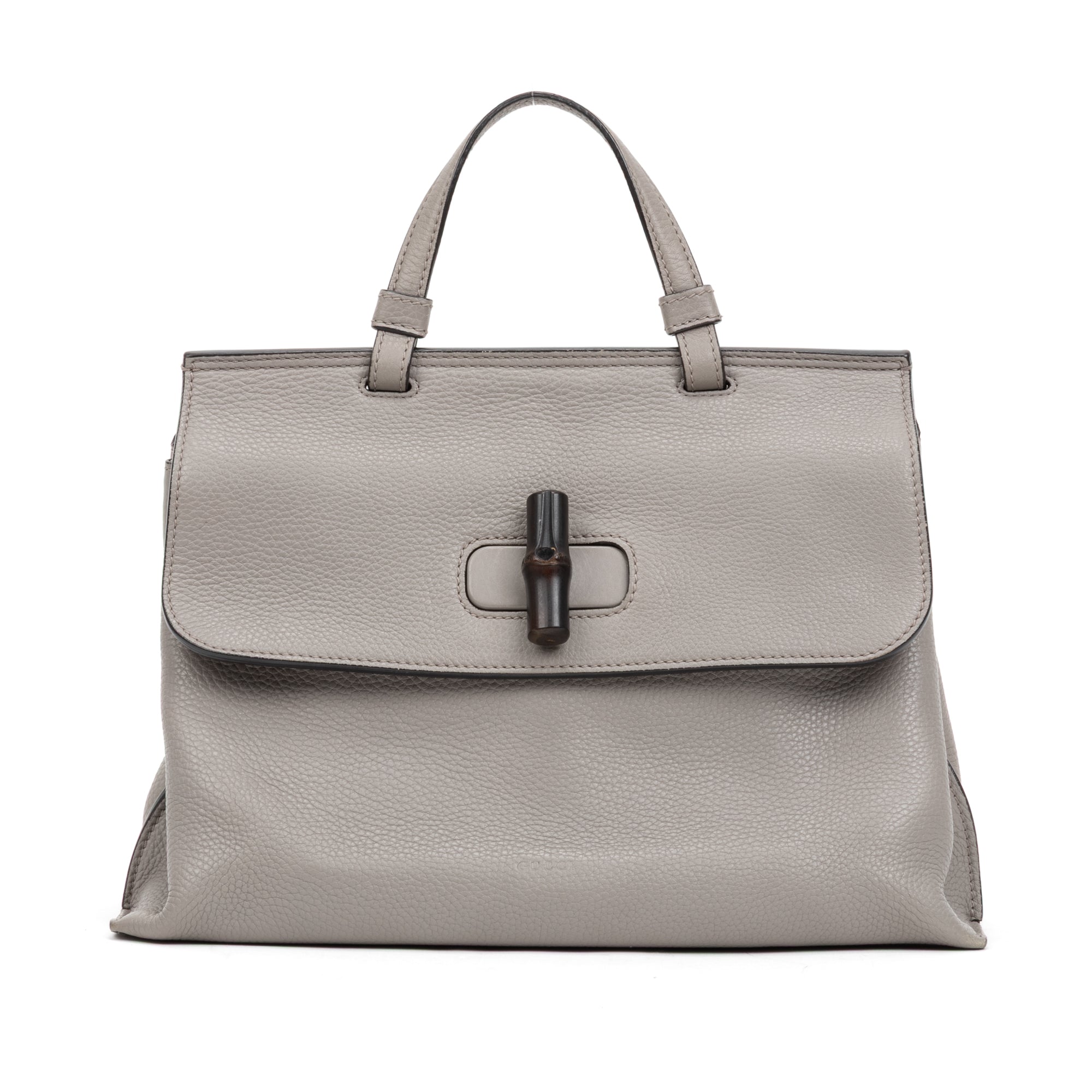 Shoulder Bag Bamboo Daily Bag Gray Calfskin Leather